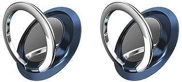 2 set di supporto per telefono con anello in metallo a rotazione 360 gradi, 3 in 1, universale per smartphone, colore: blu