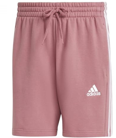 adidas Herren Essentials French Terry 3-Stripes Shorts, preloved Crimson, M
