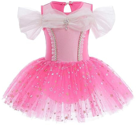 Lito Angels Princess Aurora Ballerina Costume Ballet Leotard with Tutu Dress for Kids Girls, Fancy Dance Wear Outfit Age 6-7 Years (Tag Number 130)