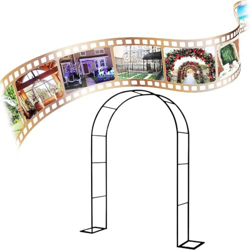SEVSO Torbogen Metall Stabil Rosenbogen Verzinkt Massiv Rankenbogen Rundbogen Rankgitter Wetterfest Gartenbogen Rankhilfe Für Klettern Von Weinreben Schwarz,Schwarz,W1.4M*H2.3M