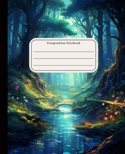Composition Notebook College Ruled with Magical Landscape Illustration #1 | for School, Work |110 pages | 7.5x9.25