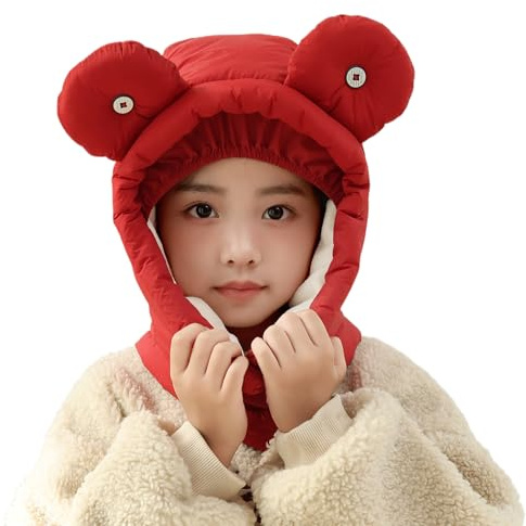 TAGVO Pasamontañas de Invierno para Niños 3 a 7 Años, Gorro de Invierno con Forro Polar para niños y niñas, Cortaviento Sombrero Ajustable Protección Exterior Gorro y Bufanda 2 en 1 para Niños