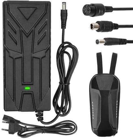 HPGAAVD 42V 2A Caricatore Monopattino Elettrico,18V 24V 29.4V 36V Caricatore Universale Batterie litio con 3 Connettori per Hoverboard,Bici Equilibrata,Drifting Board+2L Borsa Impermeabile