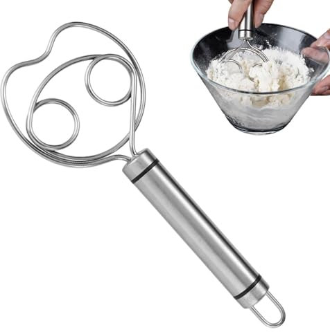 Frusta danese – Mescolatore da forno in acciaio, frullatore a doppia bobina, utensile ergonomico per impastare, impastatrice a per biscotti, torte, muffin, pagnotte artigianali