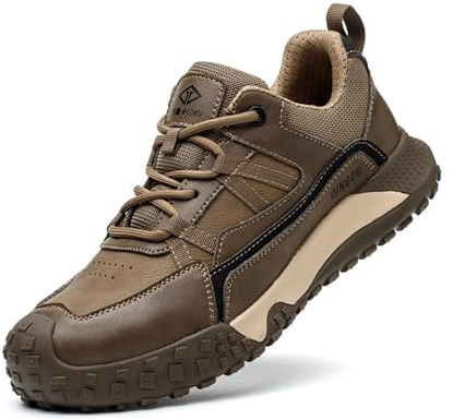 Zapatos de Trabajo con Punta de Acero para Hombres - Zapatillas de Seguridad Ligeras con Puntera compuesta | Resistente al Deslizamiento y al Peligro eléctrico (Khaki,43)