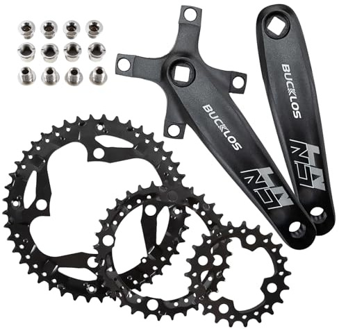 AEYINO 64/104 BCD - Juego de bielas cuadradas para bicicleta de montaña (3 unidades, 170 mm, con 22/32/44T, 9 velocidades)