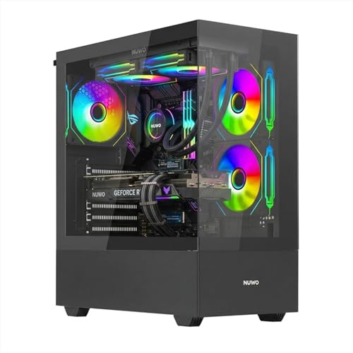 Nuwo Clash CK500 | Case PC Gaming ATX Mid Tower | 3 Ventole ARGB 120mm | Pannello Frontale e Laterale in Vetro Temperato Senza Cornice | Nero