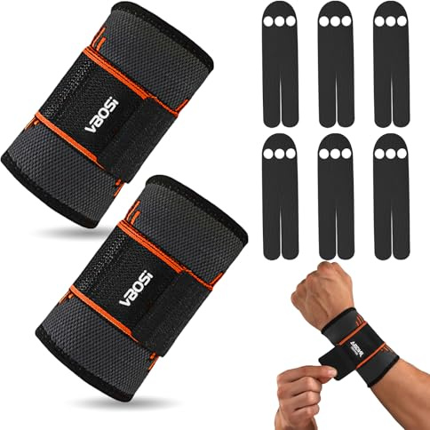 Paquete de 2 unidades Muñequera,con cierre de velcro Muñequeras,elasticidad ajustable Muñequera Tendinitis,incluye 6 bandas musculares para la muñeca,aptas para deportes y fitness (naranja,talla l)