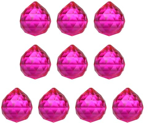 YELARXI Prismi a sfera di cristallo, acchiappasole da appendere, 18 mm, confezione da 10 pezzi, colore rosso rosato, per esterni, interni, finestre, decorazioni fai da te, Feng Shui, lampadari
