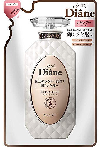 Moist Diane Extra Shine Shampoo Refill 330ml - Organic Argan Oil & Platinum Keratin (Green Tea Set)