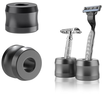 Linkidea 2-pack säkerhetsrakhyvelstativ, öppning diameter 18,5 mm (0,7 tum) rakstativ för män för badrum, bänkskiva, kompatibel med Gillette SkinGuard (mörkgrå)