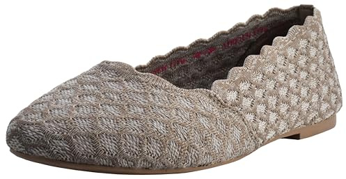 Skechers Femme Cleo-Honeycomb Ballerines Bout fermé, Marron (Dark Taupe Flat Knit Dktp), 39.5 EU