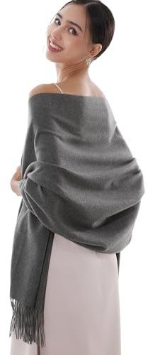 RIIQIICHY Ladies Grey Scarf Pashmina Shawls and Wraps for Wedding Scarfs for Women Winter Warm