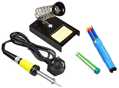 4 Piece Soldering Iron Tool Kit 30W Iron Stand Desoldering Pump and Solder Hobby DIY