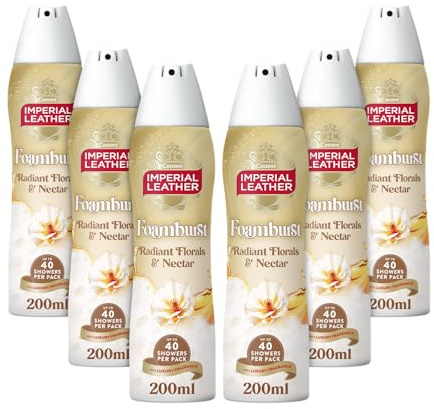 Imperial Leather Cotton Flower & Vanilla Foamburst Gel to Foam Body Wash Shower Gel, Rich Foaming Body Wash with Luxury Fragrance, Vegan & Cruelty Free (6 x 200ml)