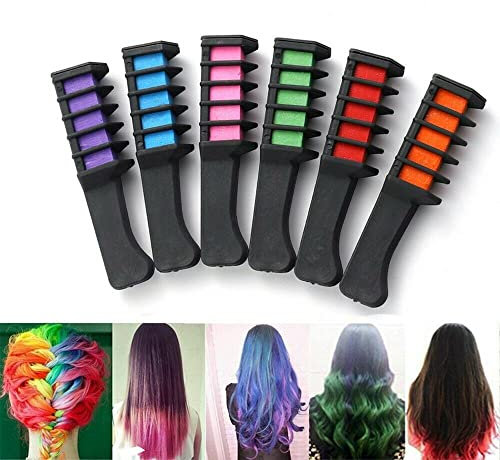 New 6 Pack Hair Colour Combs Temporary Hair Dye Marker Hair Chalk Gift For Women Adults Children Girls Kids for Halloween Christmas Decoration Birthday Party Carnival Cosplay Makeup Washable Hair Dye