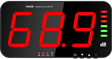 Medidor de Nivel de Sonido, Pantalla de 13 Pulgadas Alarma en Tiempo Real Indicador de Nivel Barra Medidor de Decibelios Colgante de Pared Medidor de Ruido