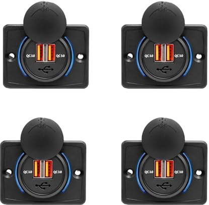 Cargador de Coche Puerto USB Dual, DC 12-24V 3.1A Adaptador de Cargde Coche Toma de Corriente, LED de Salida, Resistente al Agua, para Tablet de Teléfono Móvil Dispositivos Android GPS (4)