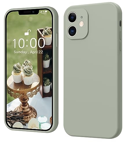 ElestBela für iPhone 12 Hülle Silikon, Handyhülle für iPhone 12 Ultra Dünn Slim mit Microfiber, Kratzfeste Schutzhülle Hülle kupfergrün