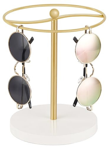 Mkono Sonnenbrillen-Organizer, Brillenhalter, Ständer, Sonnenbrillen-Aufbewahrung, Display für bis zu 12 Paar Brillen, Brillen für Tisch, Kommode, Schreibtisch, Arbeitsplatte, Schlafzimmer, Gold