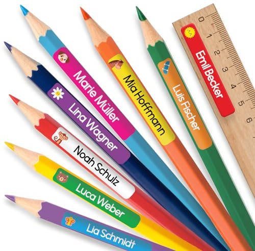 LabelTiger® Personalised Small Name Labels for School Supplies - (130 Pieces) - Self-Adhesive, No-Iron, Waterproof Tags for All Ages - Ideal for Pens, Pencils, Markers & Stationery - Pink