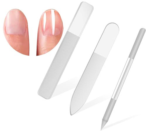 3 PCS Nano Glass Nail Files for Natural Nails, Professional Nail File Crystal Nano Nail Cuticle File Trimmer Double Sided Nail Buffer Manicure Set for Shaping Buffing and Polishing Nails