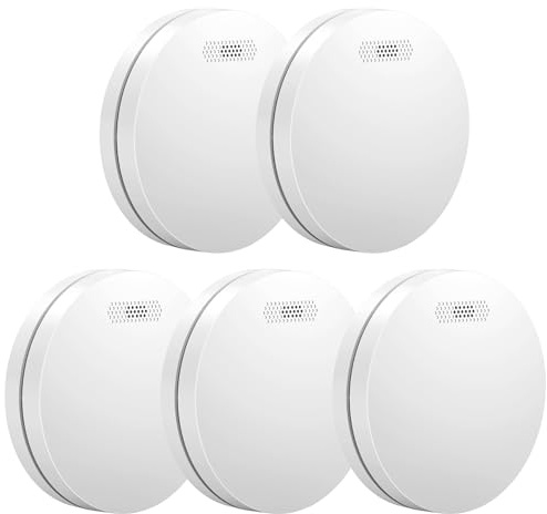 Aroha Link Sammankopplade Värme/Brandvarnare - 10 års Batteri - Smart Rökdetektor Sammanlänkade & Sammankopplade - 5 stycken