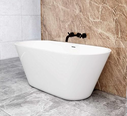 Aica Sanitär Badewanne Freistehende Badewanne mit Siphon Acryl Set Acrylbadewanne Acrylwanne Luxusbadewanne,150x70x58cm für Badezimmer