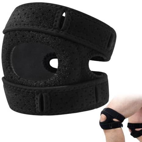 Yanlin Patella Stabilisierende Knieorthese, Patella Kniebandage, Kniebandage Verstellbare Knieorthesen, Verstellbarer Patellasehnenbandage, Rutschfest, Stoßdämpfend für Männer Damen (Schwarz)