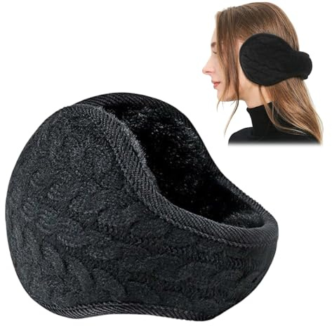 Cerioll Orejeras Calientes, Orejeras de Vellón, Unisex Earmuff, Earmuff Caliente Cálido, Calentadores de Orejas de Invierno, Calientes a Hombres y Mujeres Earmuffs Plegables Negras Ajustables