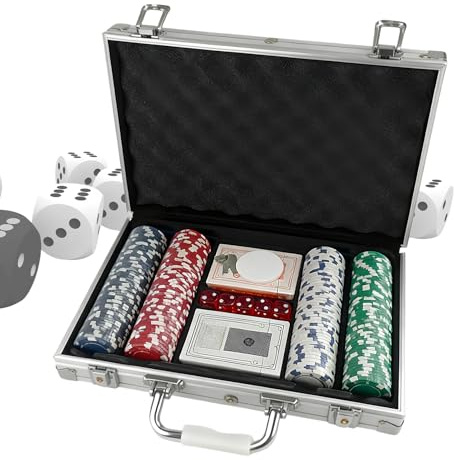 Generisch Ensemble de poker avec valise, sans valeur nominale, kit de jeu de cartes de poker, pour joueurs, amateurs de jeux, à la maison, soirée familiale, femmes, hommes, adultes, collectionneurs