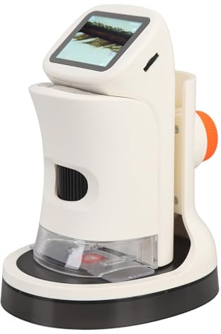 ASHATA Microscopio Portátil con Pantalla a Color HD 1000X para Estudio de Biología Científica, Kit de Portaobjetos de Microscopio de Bolsillo con Pantalla Iluminada LED, para Estudiantes