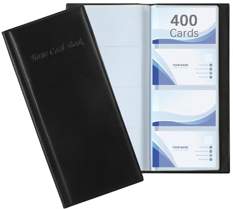 Qiimenguer 400 Card Business Card Holders Pu Leather Business Card Name Card Collection Folder for Offices, Internships and Sales, Store Client Cards