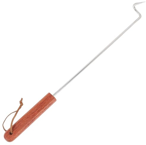 HOODANCOS Gancio per Carne in Acciaio Resistenti con Manico in Legno di Palissandro Girarrosto per Barbecue Strumento Versatile per Grigliare e Cucinare all'Aperto Facile da Pulire