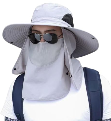 HYFZOD Sombrero para el Sol con Protector de Cuello, UPF 50+ y Plegable, Unisex para Hombre y Mujer, Ideal para Pesca, Senderismo y Camping