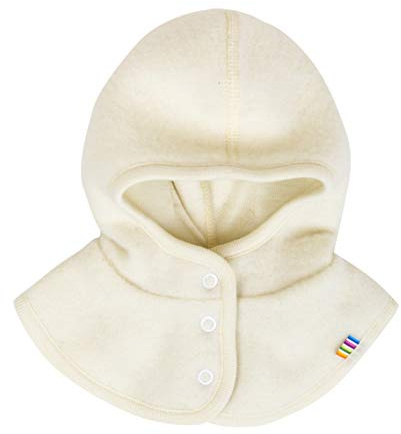 Joha Baby Kinder Unisex Schalmütze aufknöpfbar Balaclava Merino-Wolle, Größe:48, Farbe:Natur