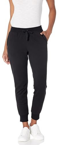 Amazon Essentials Pantalones De Correr De Forro Polar con Puños (Disponibles En Tallas Grandes) Mujer, Negro, M