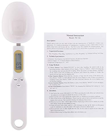 Jingyi Bilancia digitale a cucchiaio, 500 g/0,1 g, display LCD, bilancia elettronica da cucina