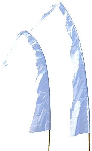 DEKOVALENZ - Balifahne WAVE, Stoff ohne Stange, versch. Farben+Längen, Fahnenlänge:3 Meter, Farbe:weiß