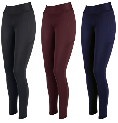 PFIFF 103100 Reitleggings Selina Kinder, mit Handytasche, Schwarz 158/164