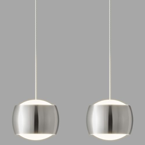ADCTHOME Modern LED Dimmable Pendant Light fixtures,Mini Island Pendant Lighting for Kitchen Island Dinning Room,Bedroom,Bar, Kitchen Island Ceiling Hanging Light Fixtures(Chrome-2-Pack)