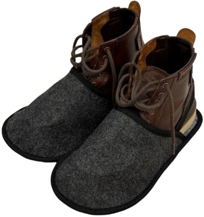 ZBTYFGV Filz Museumspantoffeln mit Gummiband Überziehschuhe Schuhüberzieher zum Bodenschutz vor Schmutz & Kratzern Handwerkerpantoffeln Filzüberschuhe Schlosspantoffeln dunkelgrau L (47/50 EU)