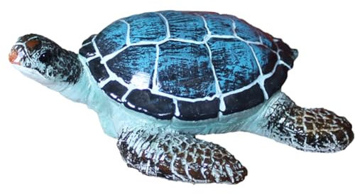 Petite tortue de mer - Figurine de tortue de mer - Petite tortue en résine pour jardin, plage côtière, décoration d'extérieur - Décoration d'étang - Mini statue - Cadeau pour femme - Bleu