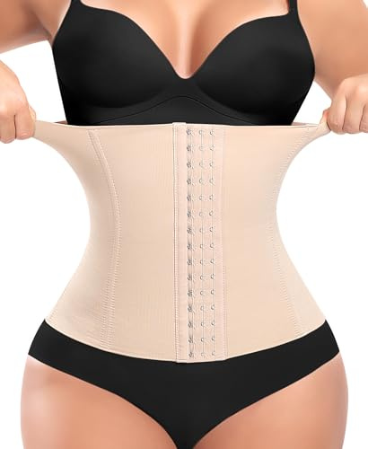 YARRCO Corset Reductor Adelgazante Mujer Faja Moldeadora Reductora Waist Trainer Cintura Postparto Cinturón Control de Abdomen Faja Colombiana Corsé Bustier Shapewear Postparto (Beige,XXL)