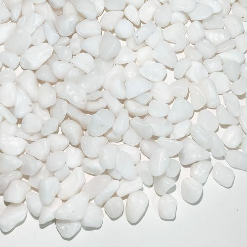FANTIAN 0.9 kg White Pebbles for Garden, 6-9 mm Polished White Gravel, Decorative Stones for Plant Pots, Vases and Aquarium