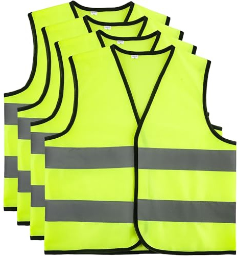 4 Pcs Kids Hi Vis Vests Child High Visibility Reflective Vest Children Hi Vis Safety Vests with Reflective Strips for Boys Girls Outdoor Activities (S, 4-6 years(100-120 cm))