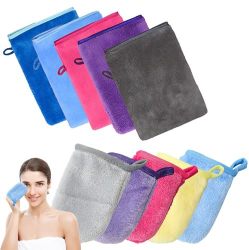 YALiya 10 Stück Waschlappen & Waschhandschuhe, Waschlappen Microfaser, Waschlappen Gesicht, Weicher, Sehr Saugfähiger Waschhandschuh aus Flanell für das Baden und die Gesichtsreinigung
