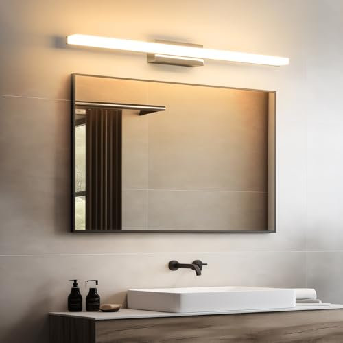 SUZNIU Led Spiegelleuchte Badezimmer, 60CM Spiegelschrank Bad IP44 Warmweiß 3000K Wandleuchte Badezimmer, 10W Spiegellampe Badezimmerlampe Spiegelleuchte Bad Schrankleuchte Spiegel Beleuchtung