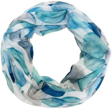 Jeamis Círculo Seda Loop Gradiente Primavera Redonda Bufanda Arco Iris Unisex Verano Ligero Bufanda Estola Dots, Kreis25B Blue, 160 x 48 cm