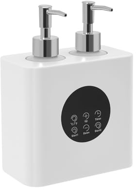 Massageolja värmare, massageoljevärmare med två oljeflaskdispenser, lotion flaskvärmare dispenser, för salong, hushåll massageolja flaskvärmare (vit)